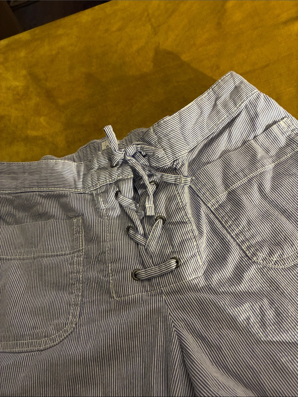 GAP Striped Lace-Up Shorts - Blue & White